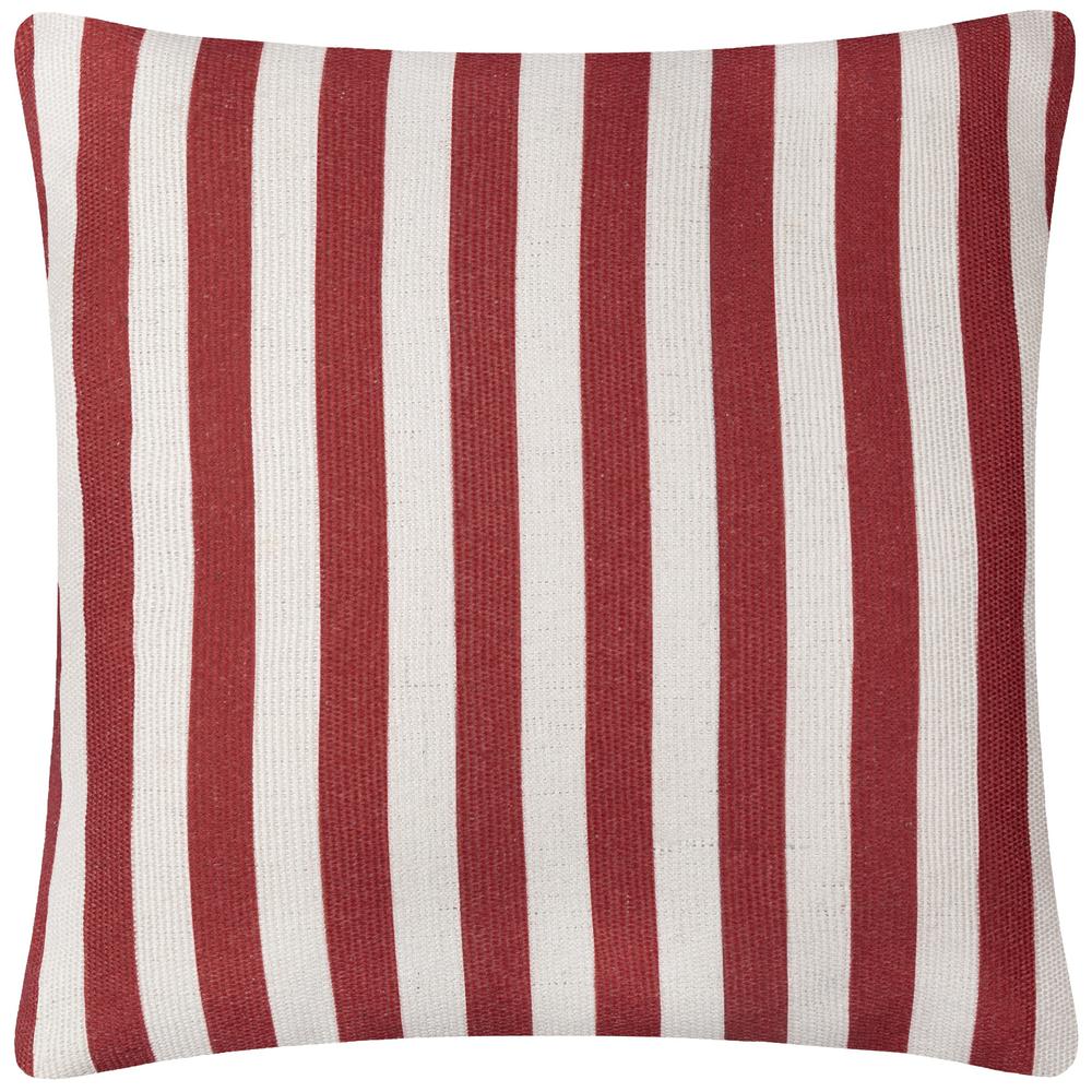 Deck Stripe Woven Outdoor Pillow White Red