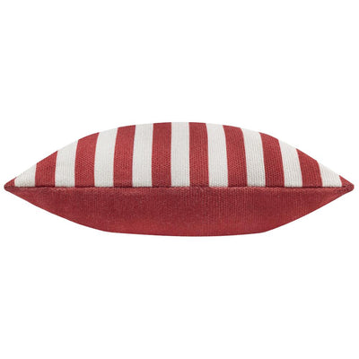 Deck Stripe Woven Outdoor Pillow White Red