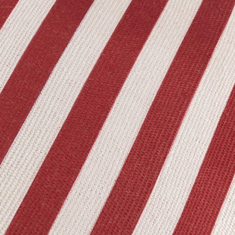 Deck Stripe Woven Outdoor Pillow White Red