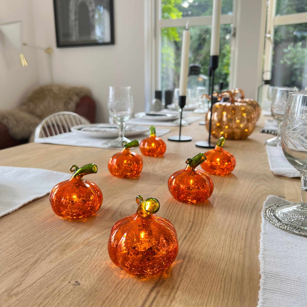 x6 Mini LED Glass Pumpkins