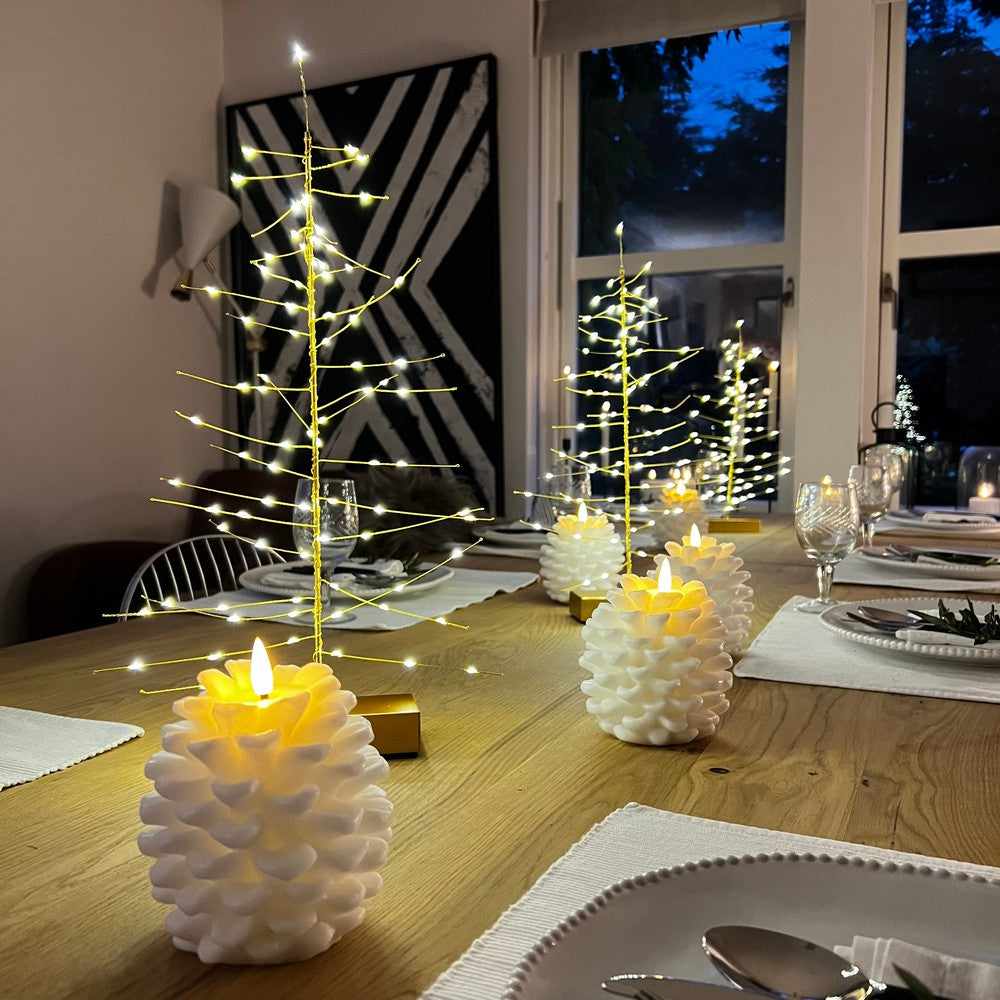 x3 Festive Tree & x6 Pinecone LED Candles