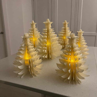 x6 Cream Paper Trees With Confetti Lights
