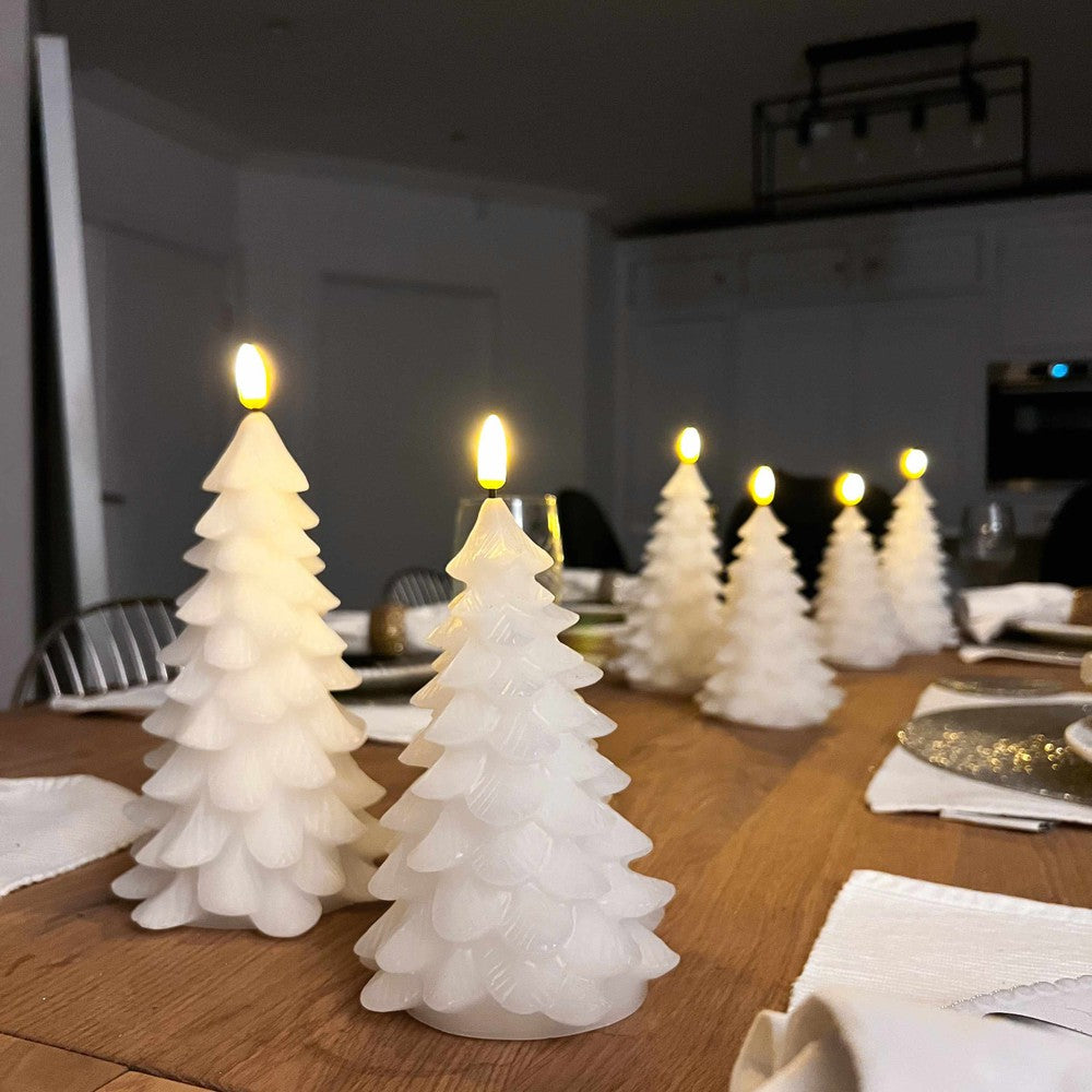 x6 LED Festive Tree Candle White