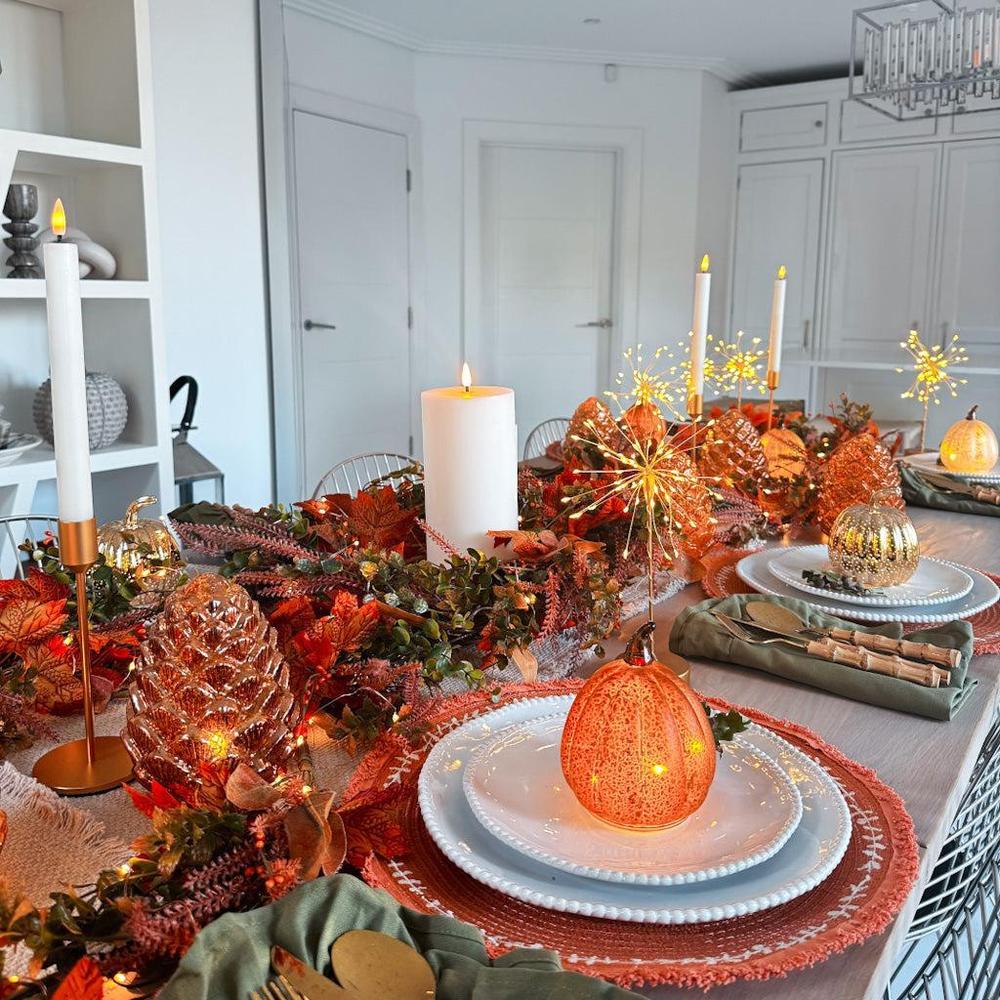 6x Glass Pumpkin Lights 6x Starburst Lights, Wreath & Garland Lights Set