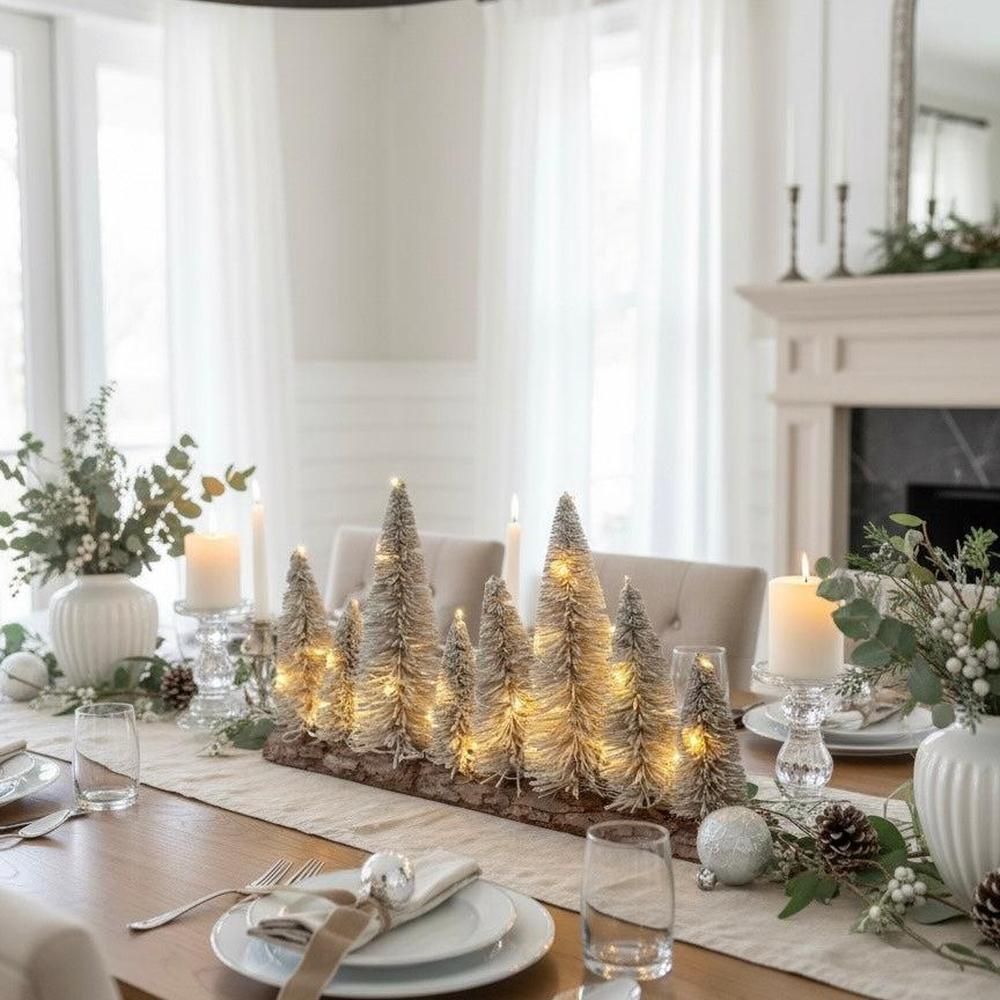 x2 White Fir Forest Scene Lights