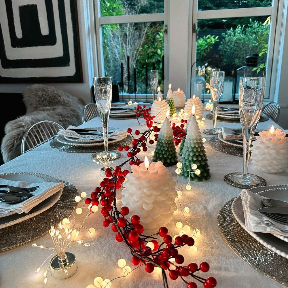 Festive LED Candles & Berries Table Pack