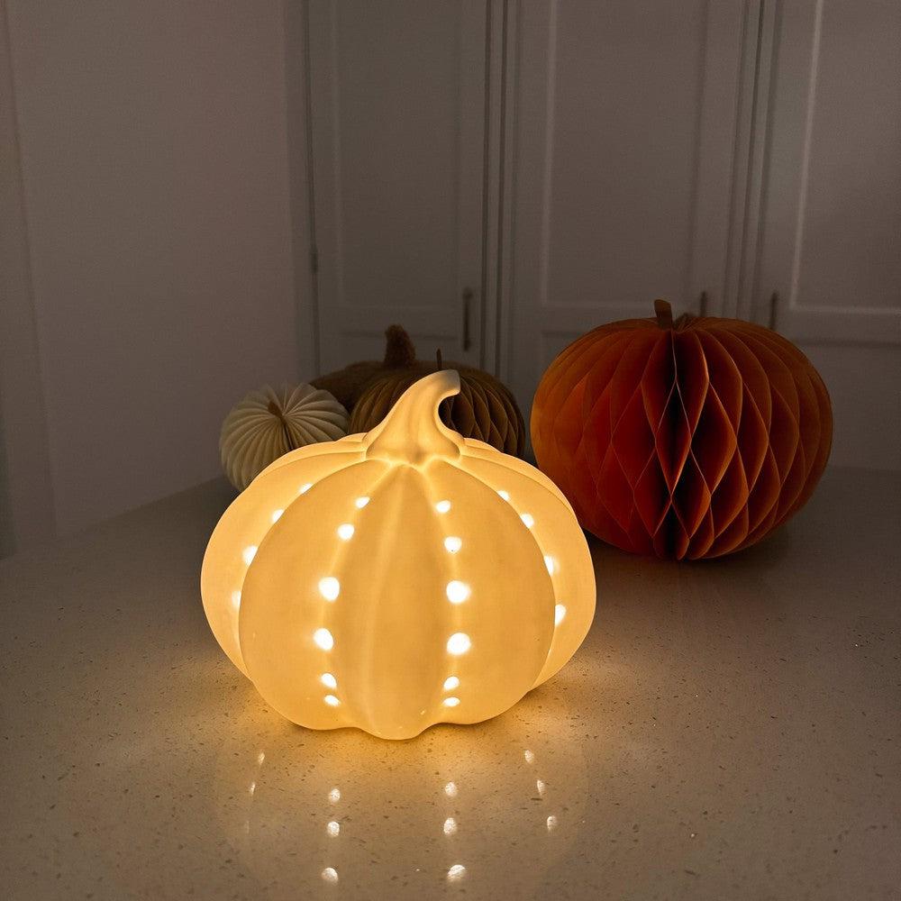 Large LED Ceramic Pumpkin Light