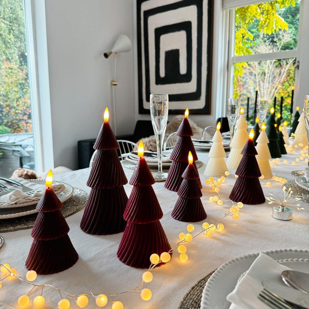 x6 LED Tree Candles Burgundy