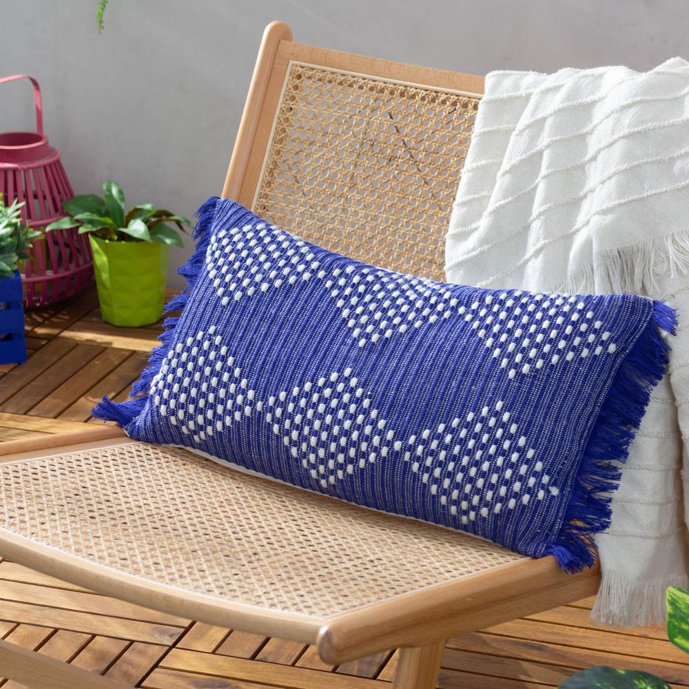 Kadie Outdoor Woven Pillow Cobalt