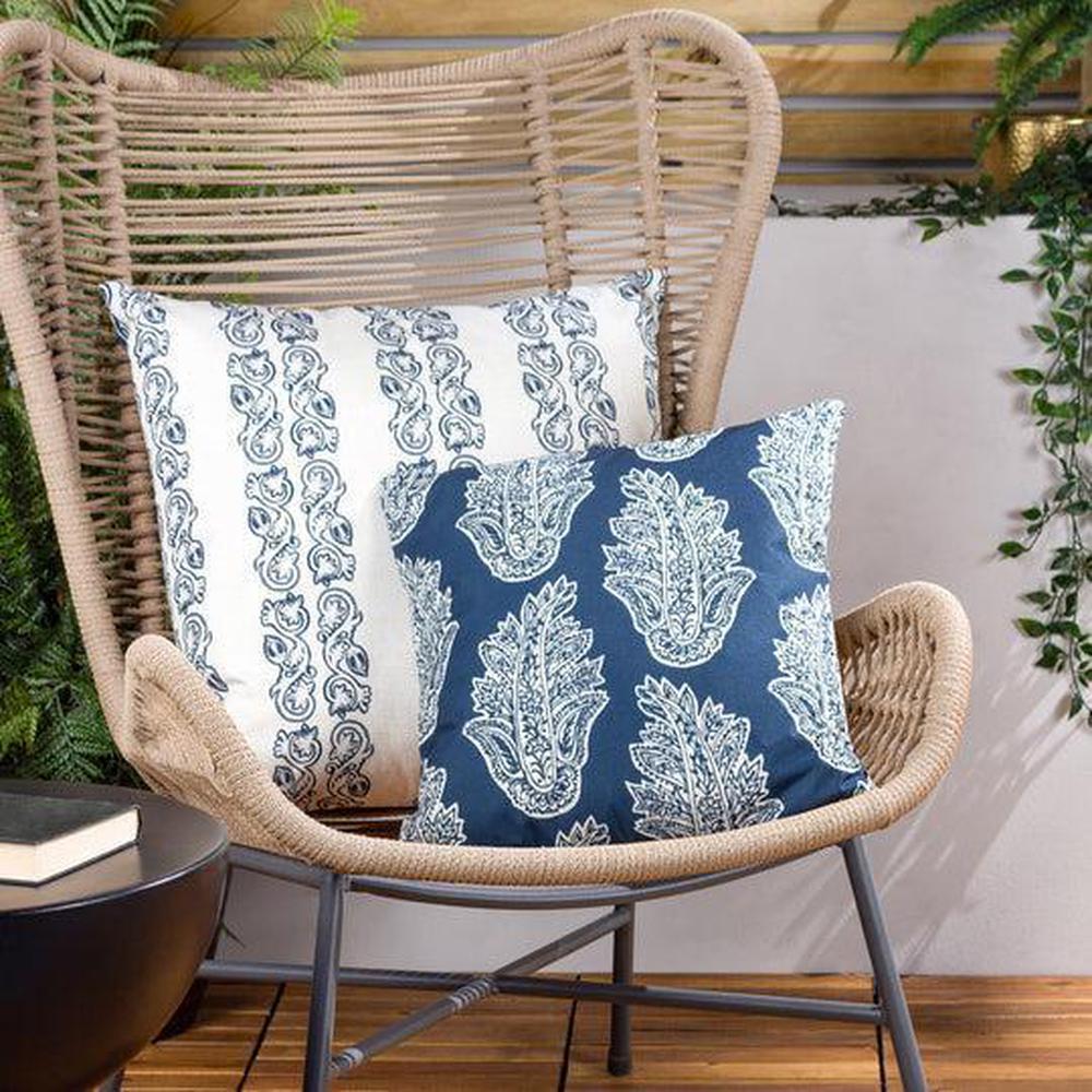 Kalindi Paisley Outdoor Pillow Navy