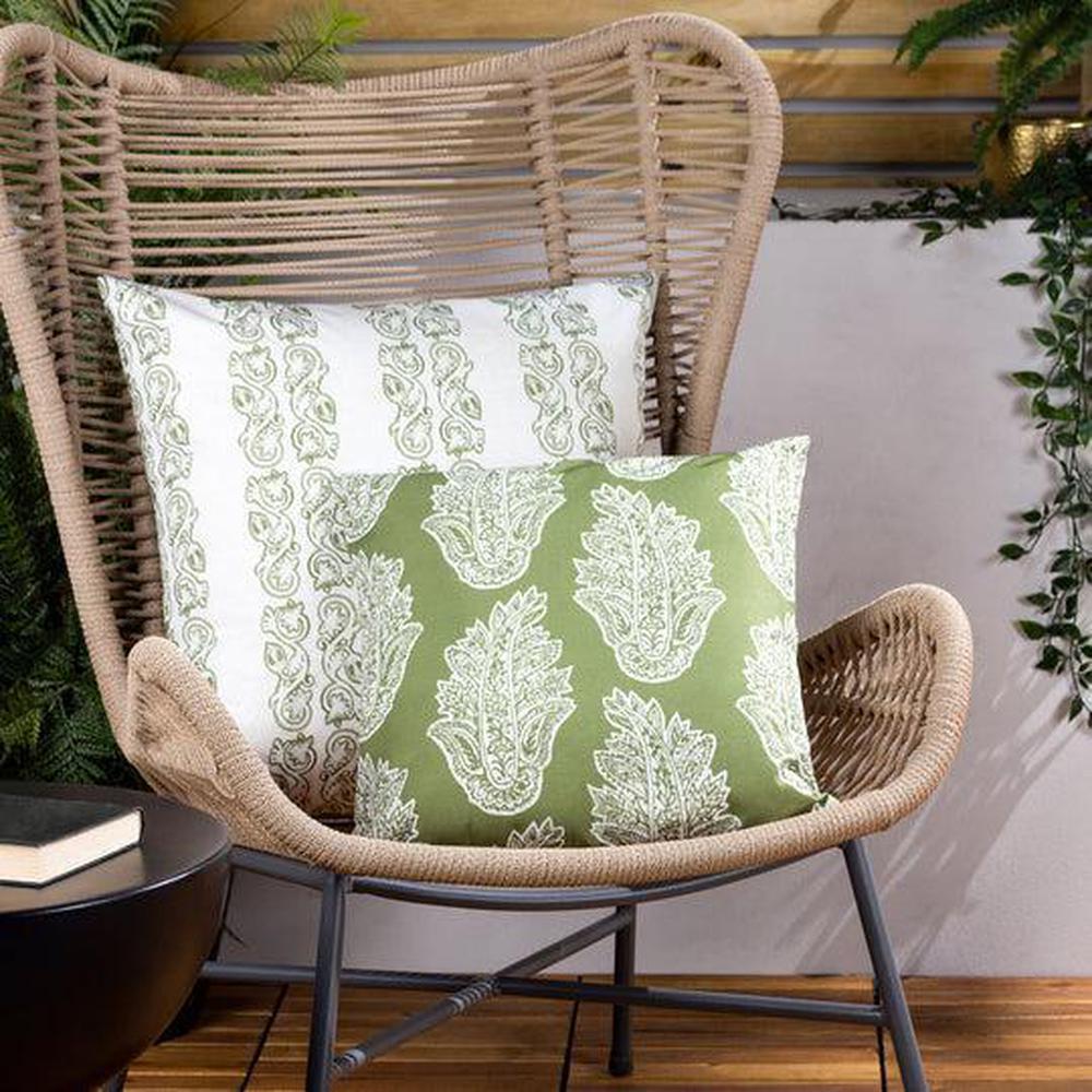 Kalindi Paisley Outdoor Pillow Olive