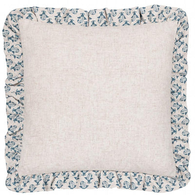 Lulah Block Ruffle Pillow Linen Blue