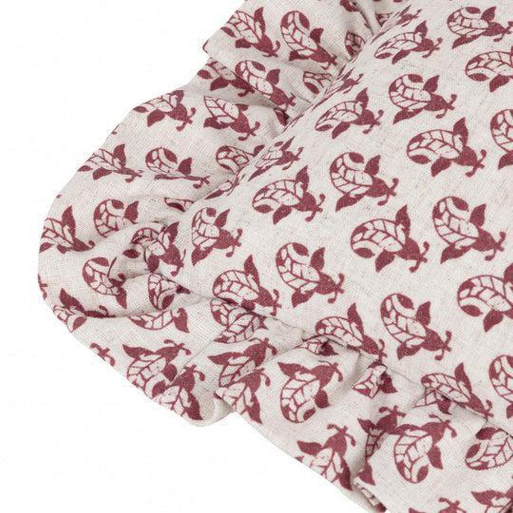 Lulah Block Ruffle Pillow Linen Red