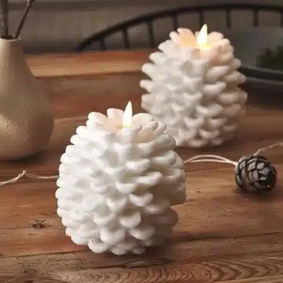 x3 Pinecone Candle White