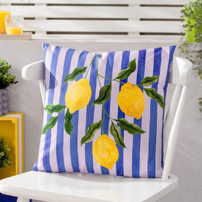 Lemons Outdoor Pillow Blue