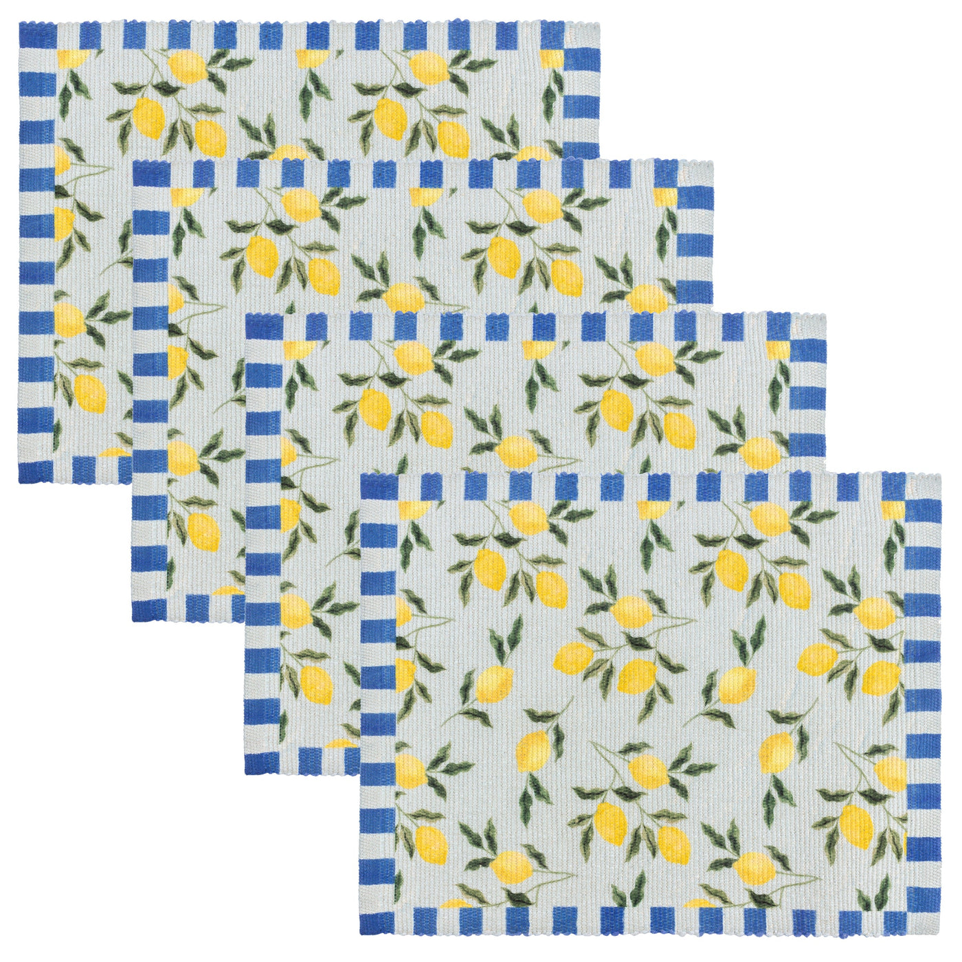 Set of 4 Lemons Placemats Blue