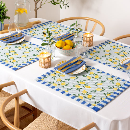 Set of 4 Lemons Placemats Blue