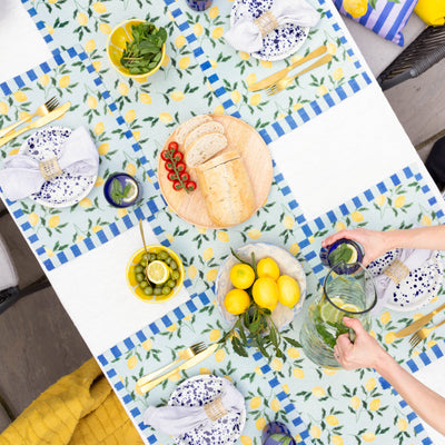 Set of 4 Lemons Placemats Blue