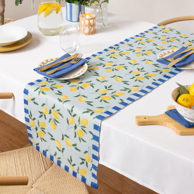 Lemons Table Runner Blue