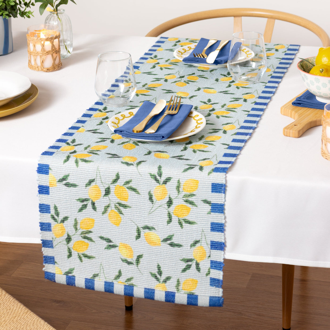 Lemons Table Runner Blue