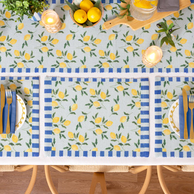 Lemons Table Runner Blue