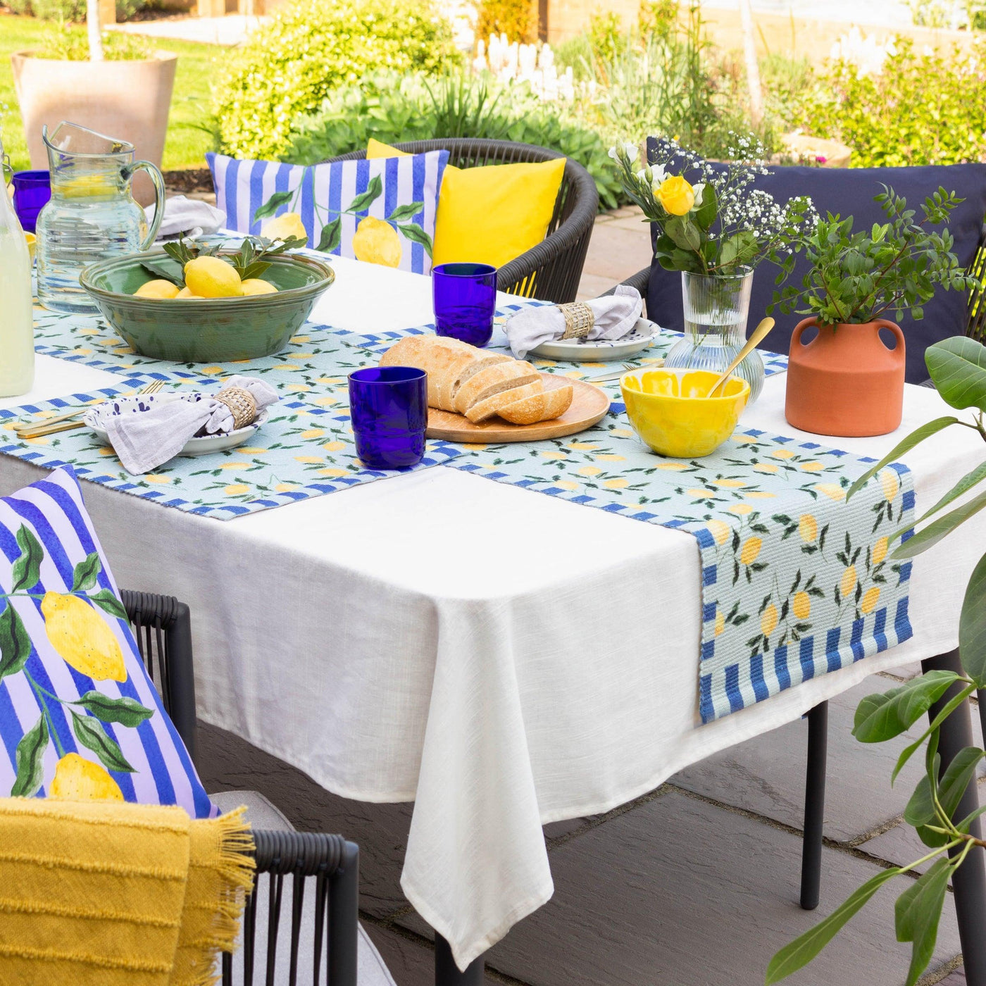 Lemons Table Runner Blue