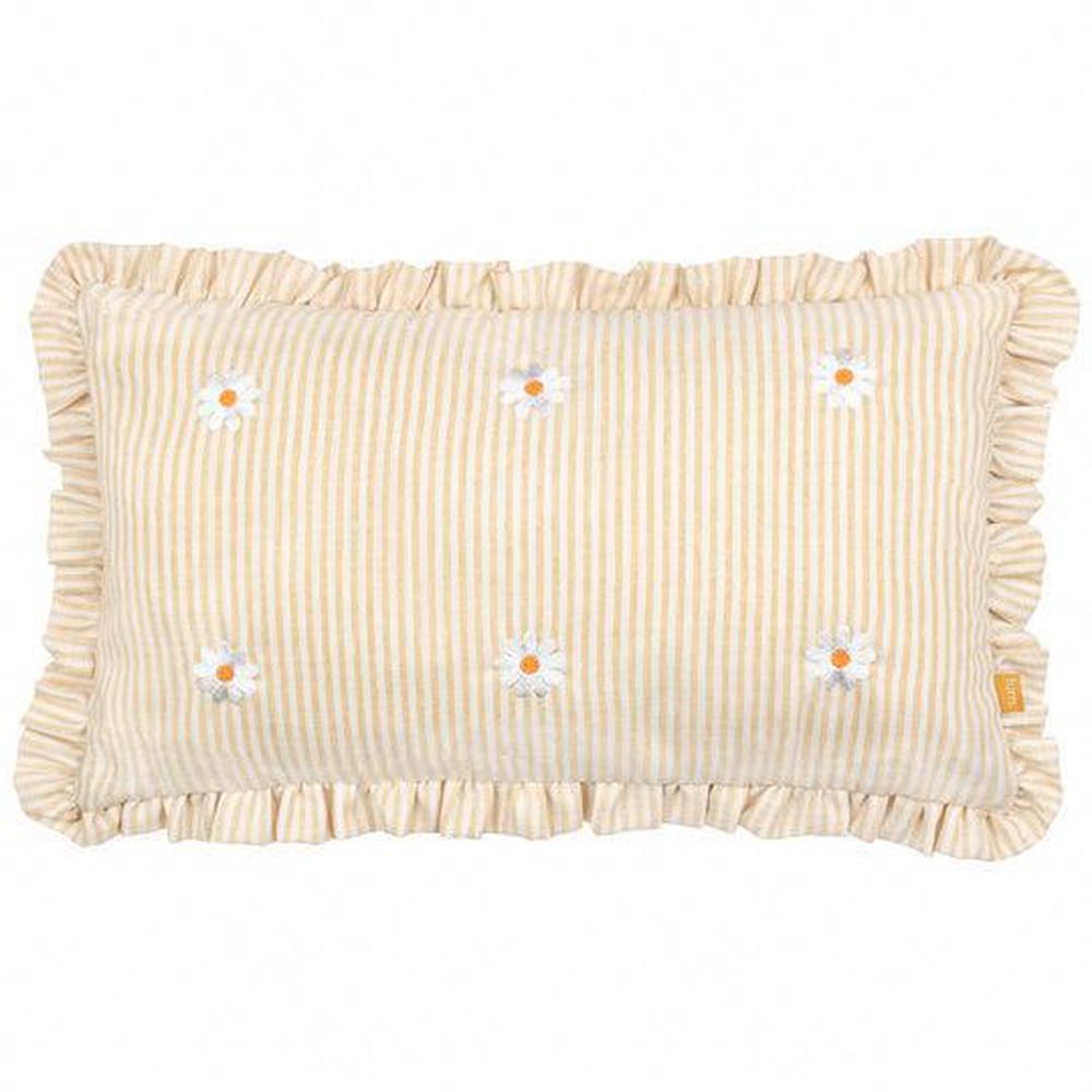 Les Fleurs Embroidered Ruffle Pillow Daisies