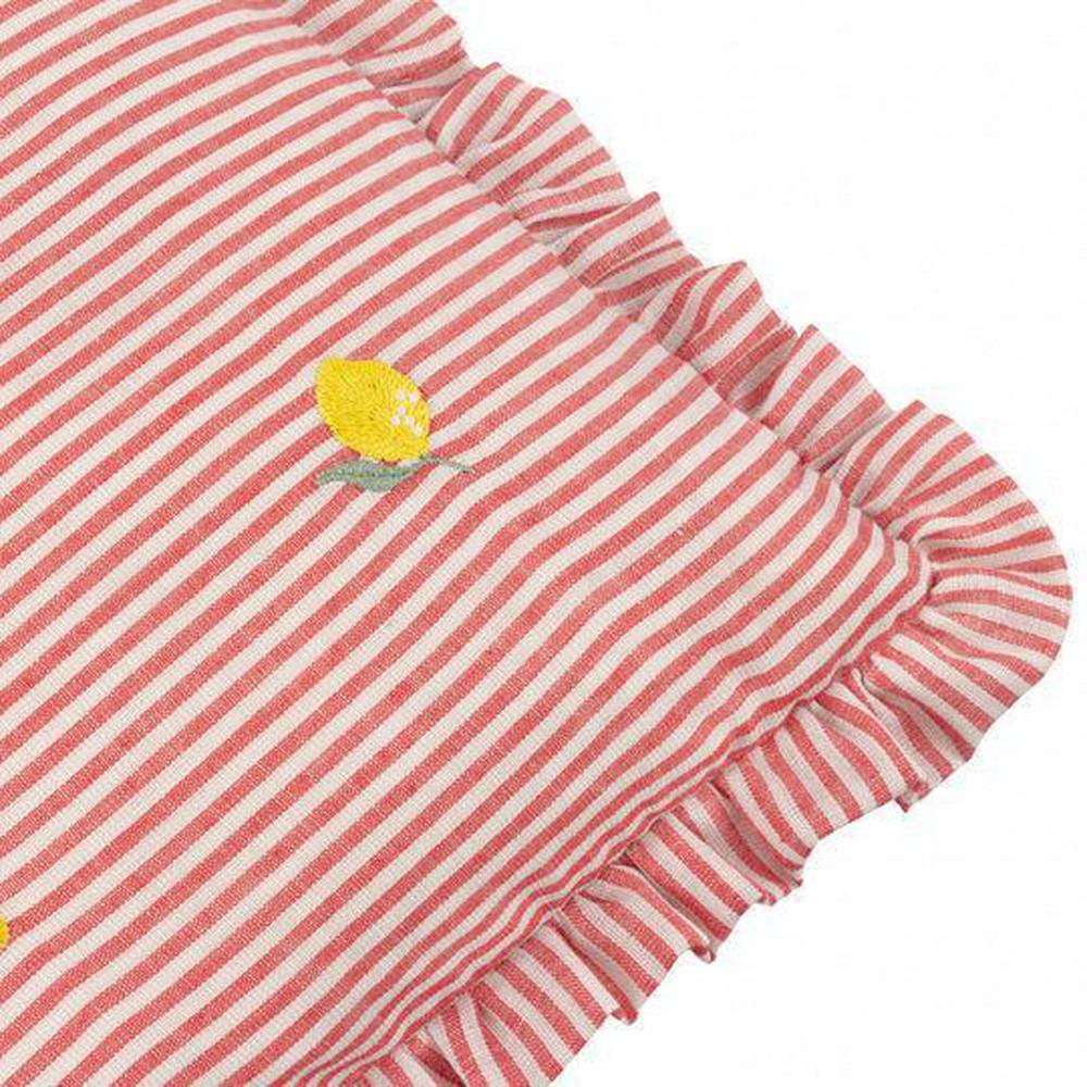 Les Fruites Embroidered Ruffle Pillow Lemons