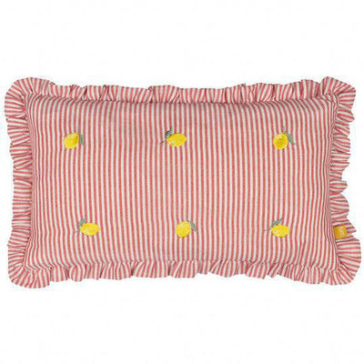 Les Fruites Embroidered Ruffle Pillow Lemons