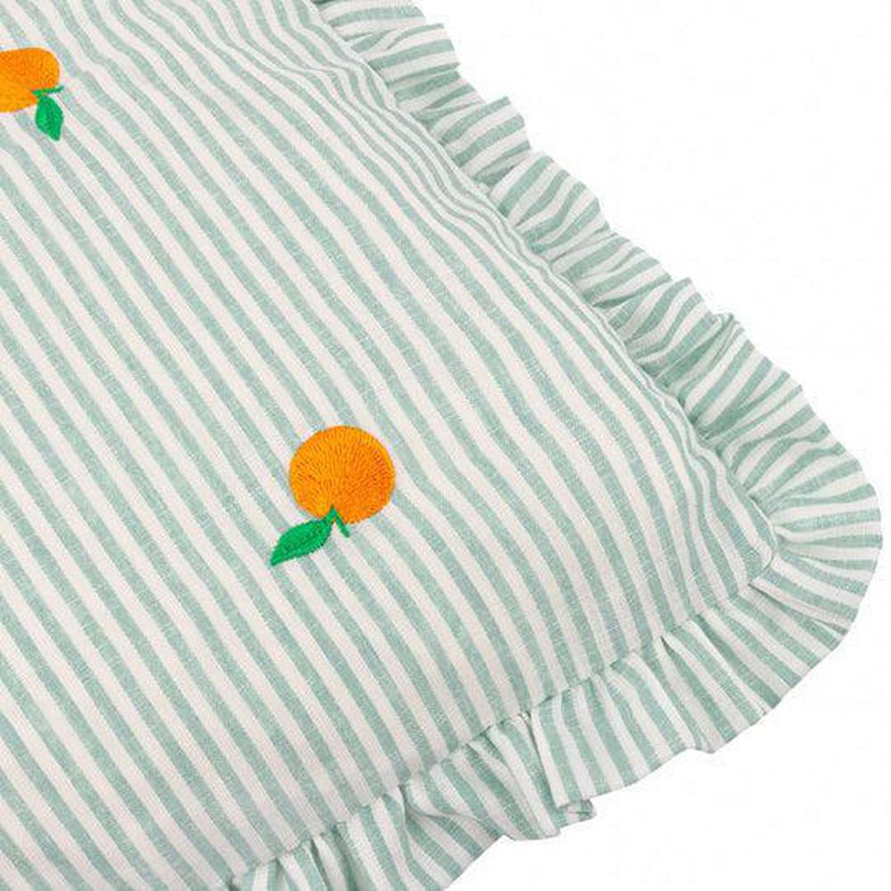 Les Fruites Embroidered Ruffle Pillow Orange