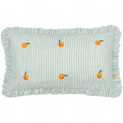 Les Fruites Embroidered Ruffle Pillow Orange