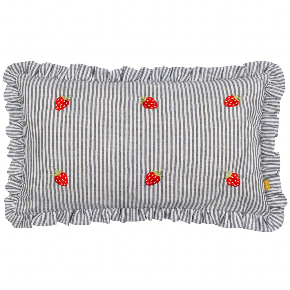 Les Fruites Embroidered Ruffle Pillow Strawberries