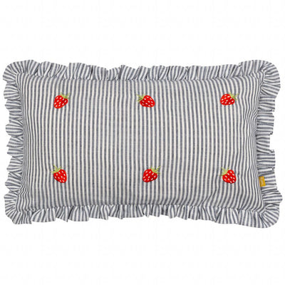 Les Fruites Embroidered Ruffle Pillow Strawberries