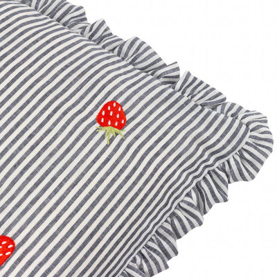 Les Fruites Embroidered Ruffle Pillow Strawberries