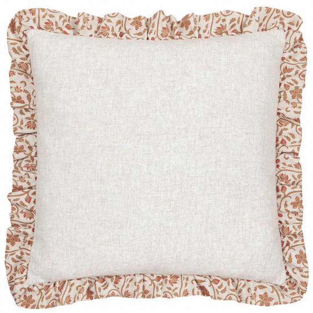 Linen Filigree Ruffle Pillow Ochre