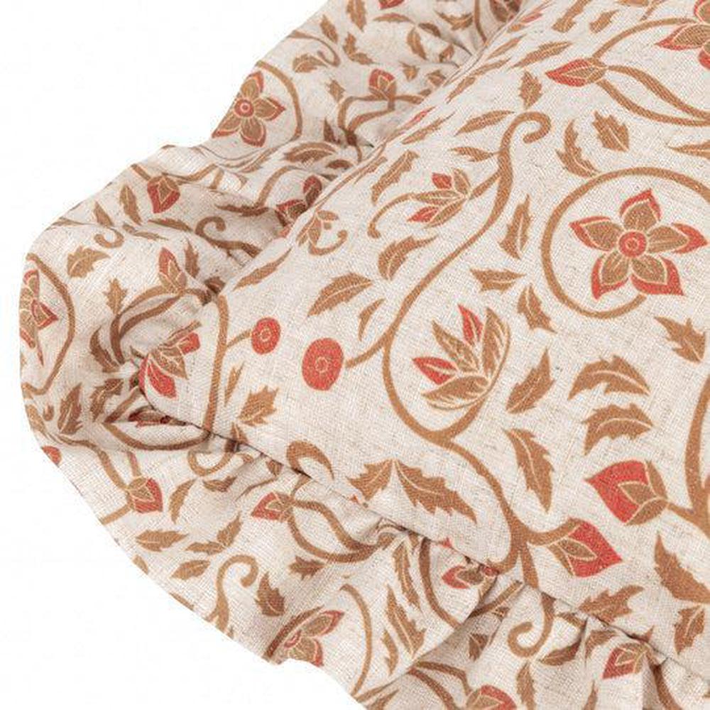 Linen Filigree Ruffle Pillow Ochre