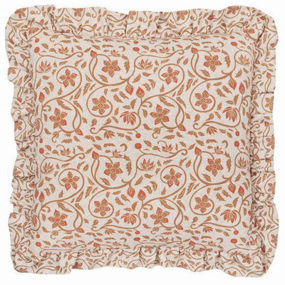 Linen Filigree Ruffle Pillow Ochre