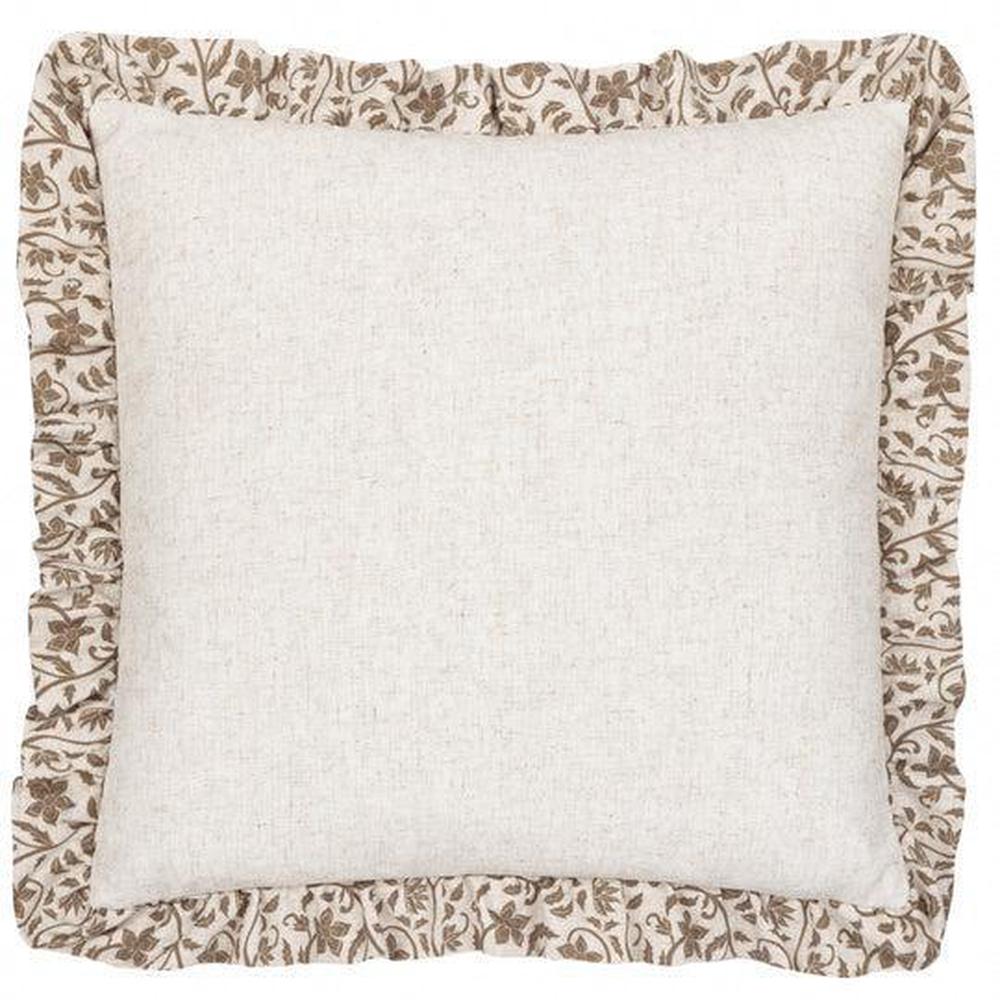 Linen Filigree Ruffle Pillow Olive