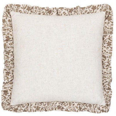 Linen Filigree Ruffle Pillow Olive