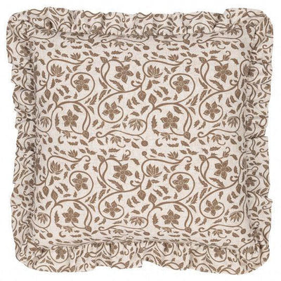 Linen Filigree Ruffle Pillow Olive