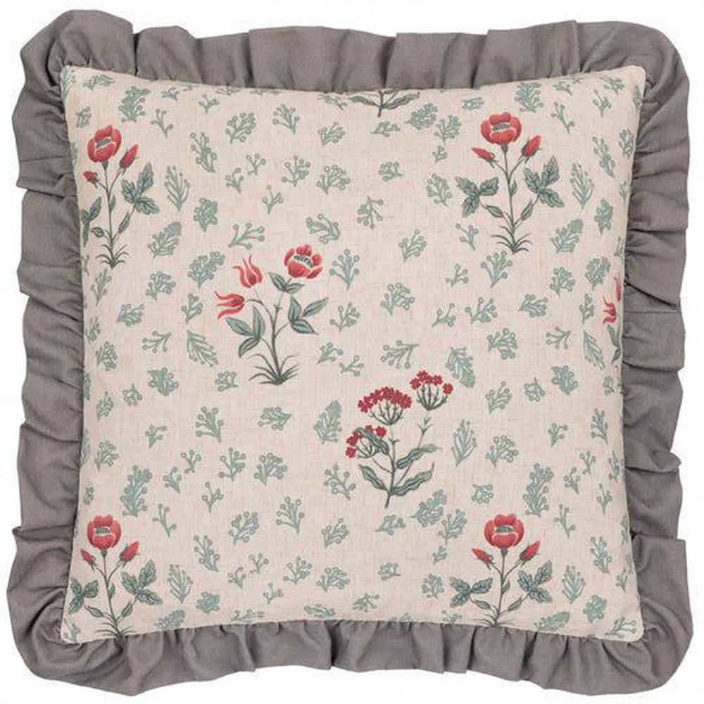 Linen Renata Floral Ruffle Pillow Multi