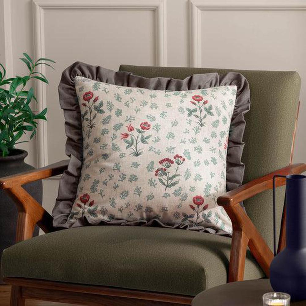 Linen Renata Floral Ruffle Pillow Multi