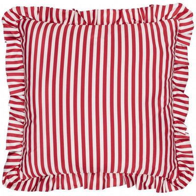 Millie Ruffle Striped Outdoor Pillow Candy Red