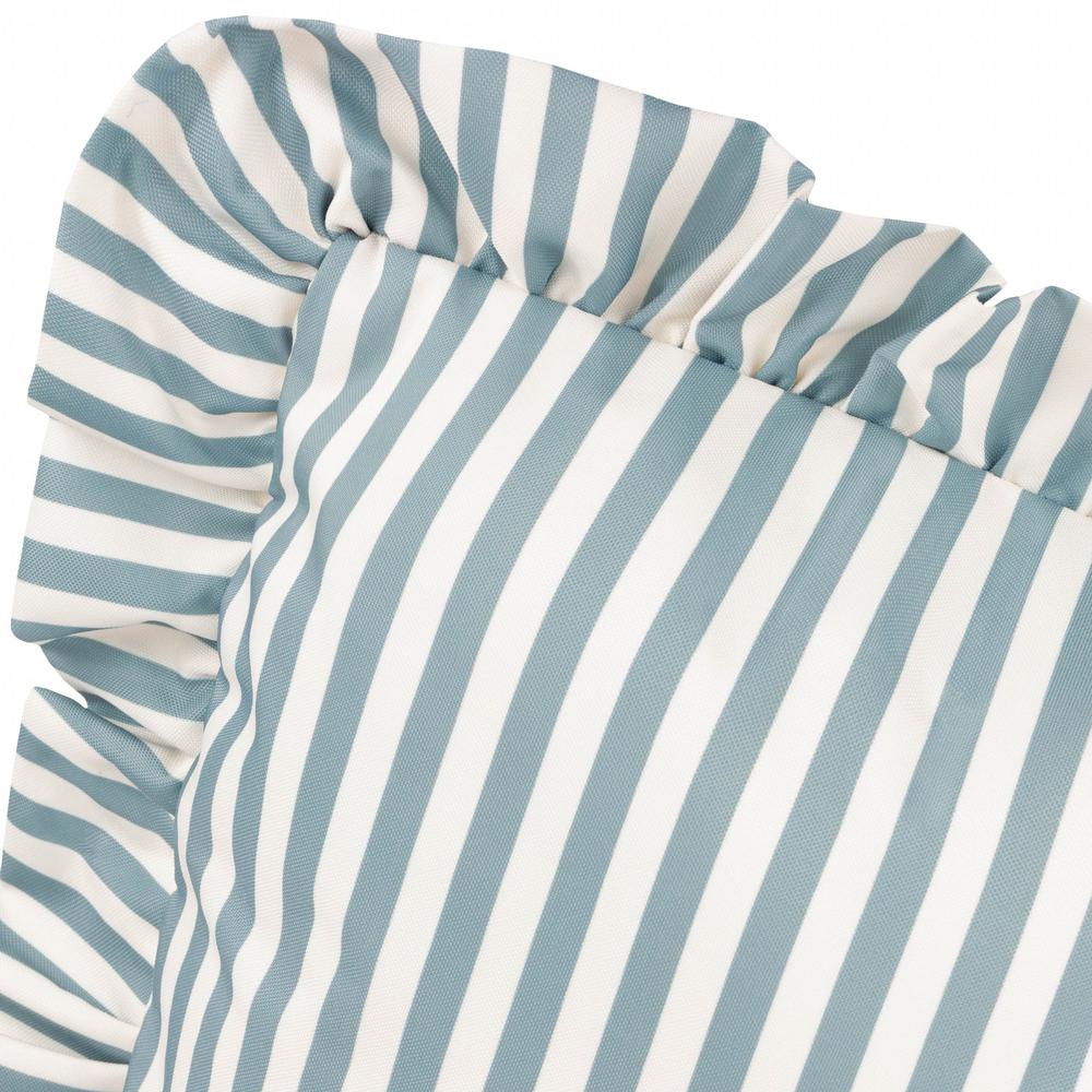 Millie Ruffle Striped Outdoor Pillow Duck Egg Blue