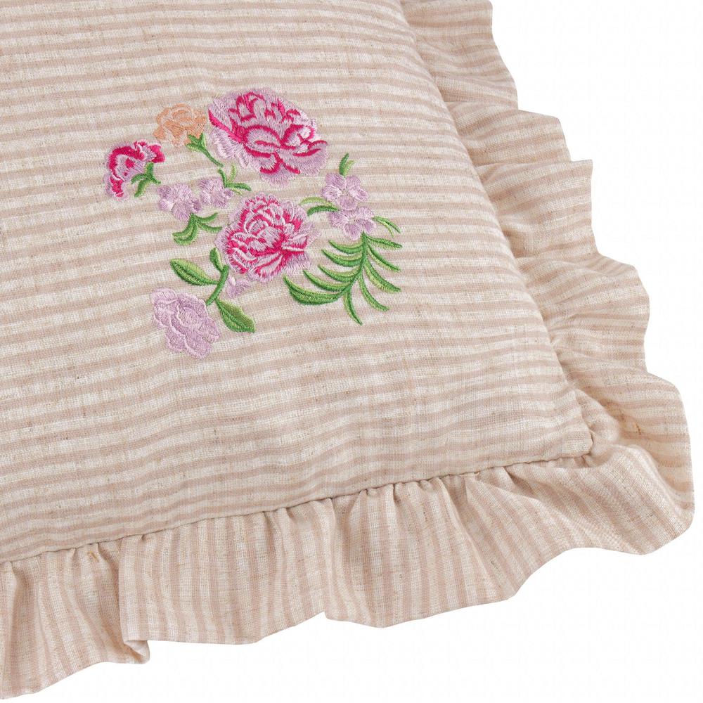 Martha Embroidered Ruffle Pillow Pink