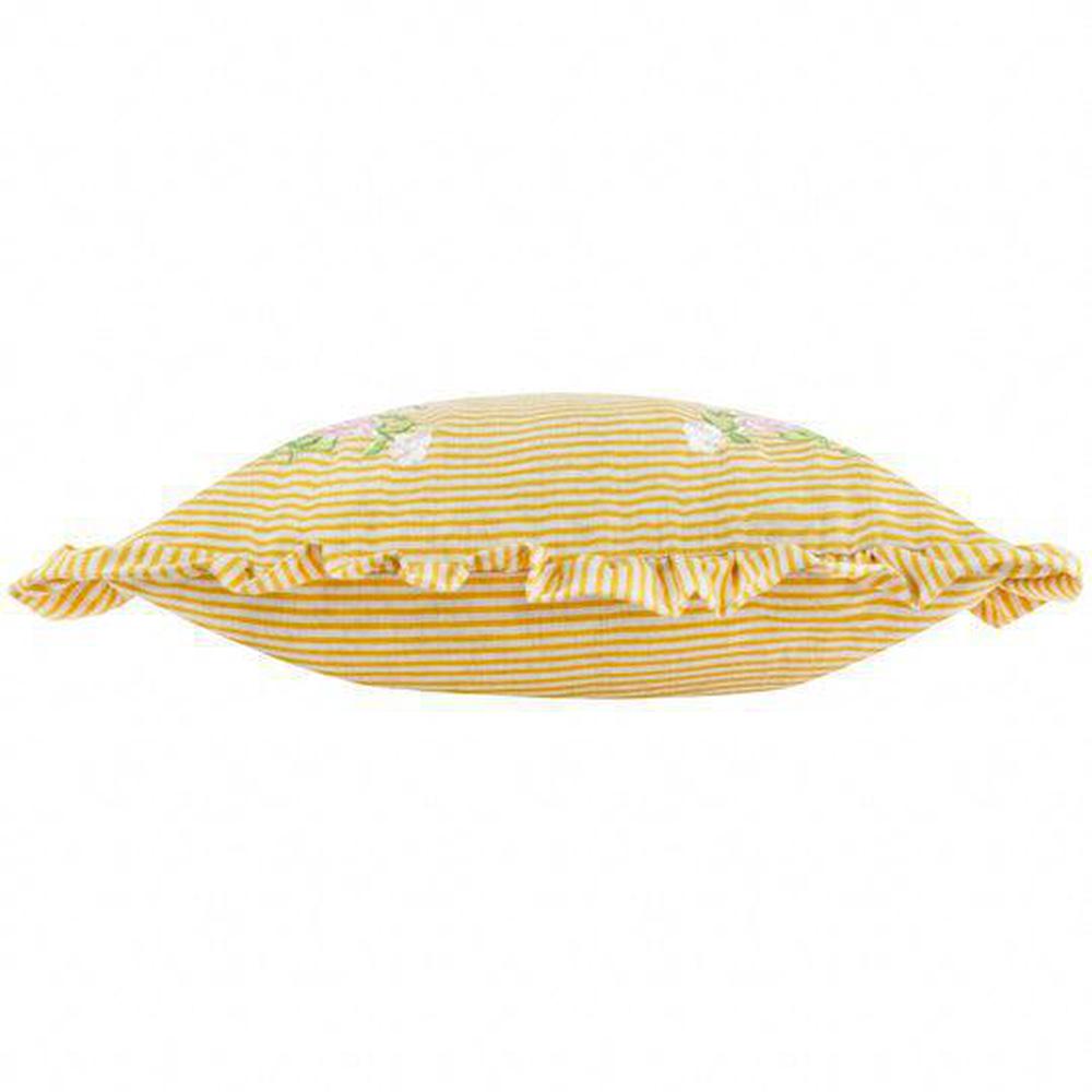 Martha Embroidered Ruffle Pillow Yellow