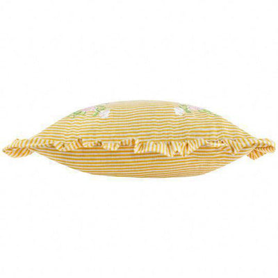 Martha Embroidered Ruffle Pillow Yellow