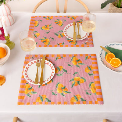 Set of 4 Oranges Placemats Pink