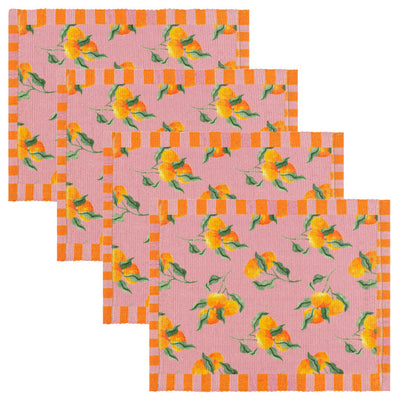 Set of 4 Oranges Placemats Pink