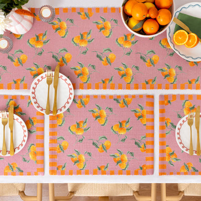 Set of 4 Oranges Placemats Pink